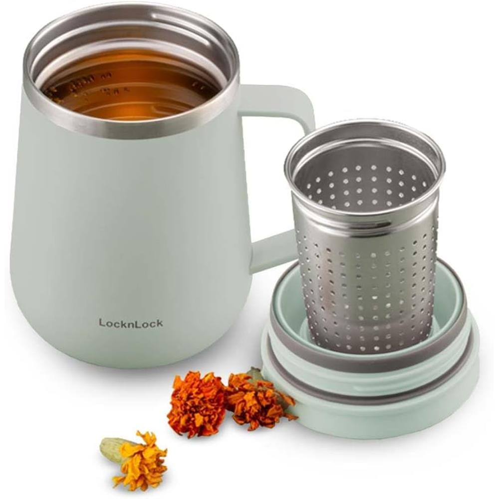 LocknLock Metro Teetasse 400 ml Mint - Thermobecher mit Teesieb Edelstahl auslaufsicher