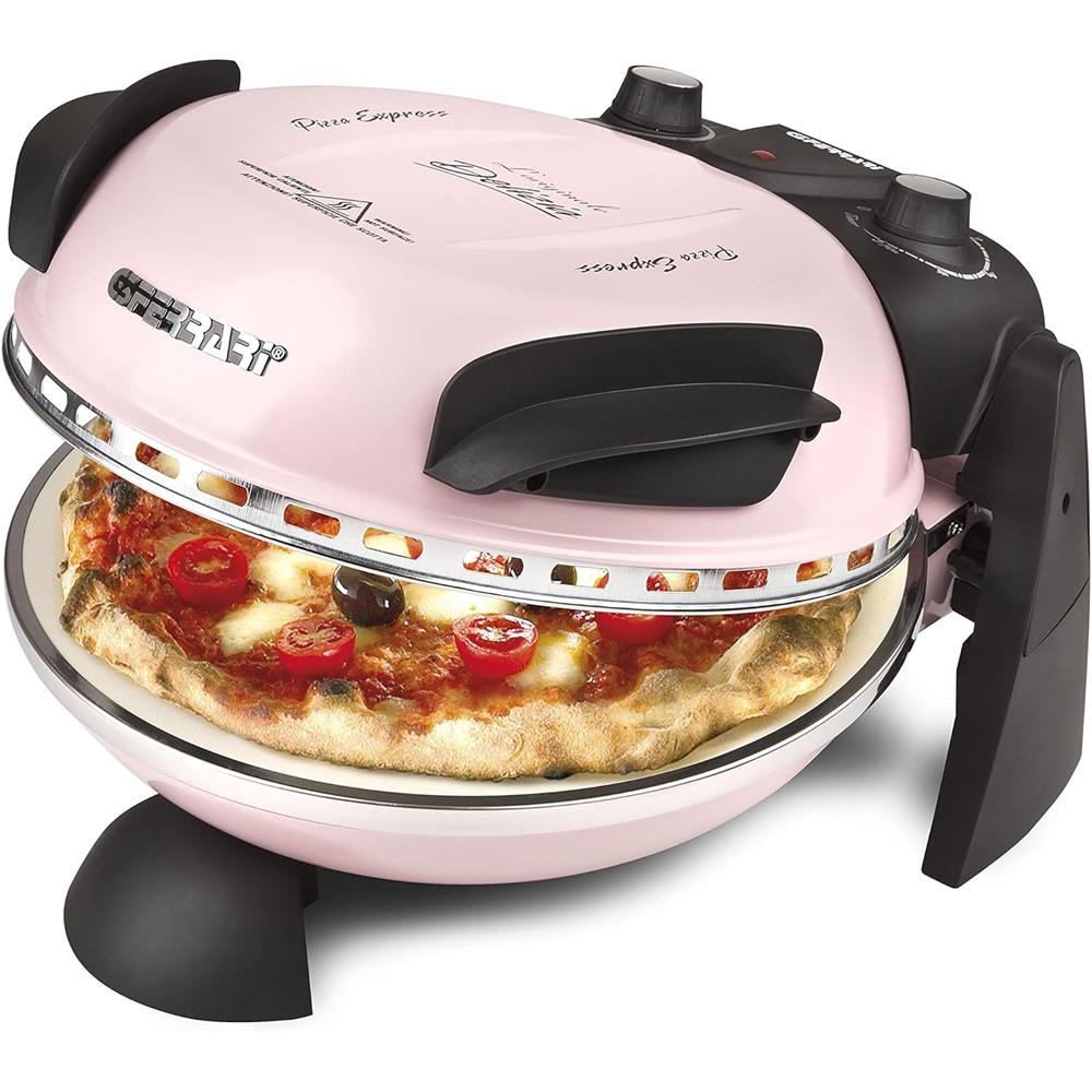 G3Ferrari elektrischer Pizzaofen Delizia Pizzamaker 1200 W für Pizza Ø 31cm icy pink Pizzamaker mit feuerfestem Naturstein rosa Limitierte Edition