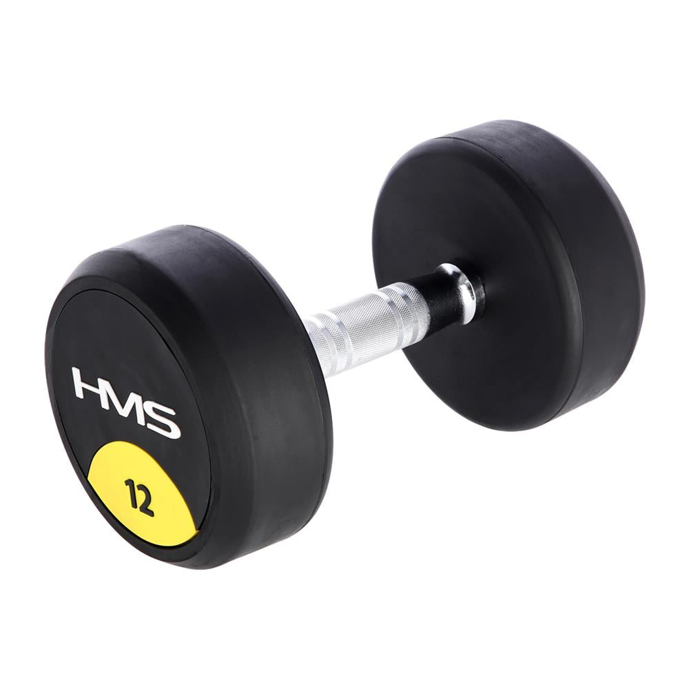 Kurzhantel 12 kg gummiert rund Schwarz | HMS HG PRO
