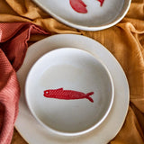 Bloomingville Hadden Schalen 4er Set rot Steingut Fisch Motiv 450 ml