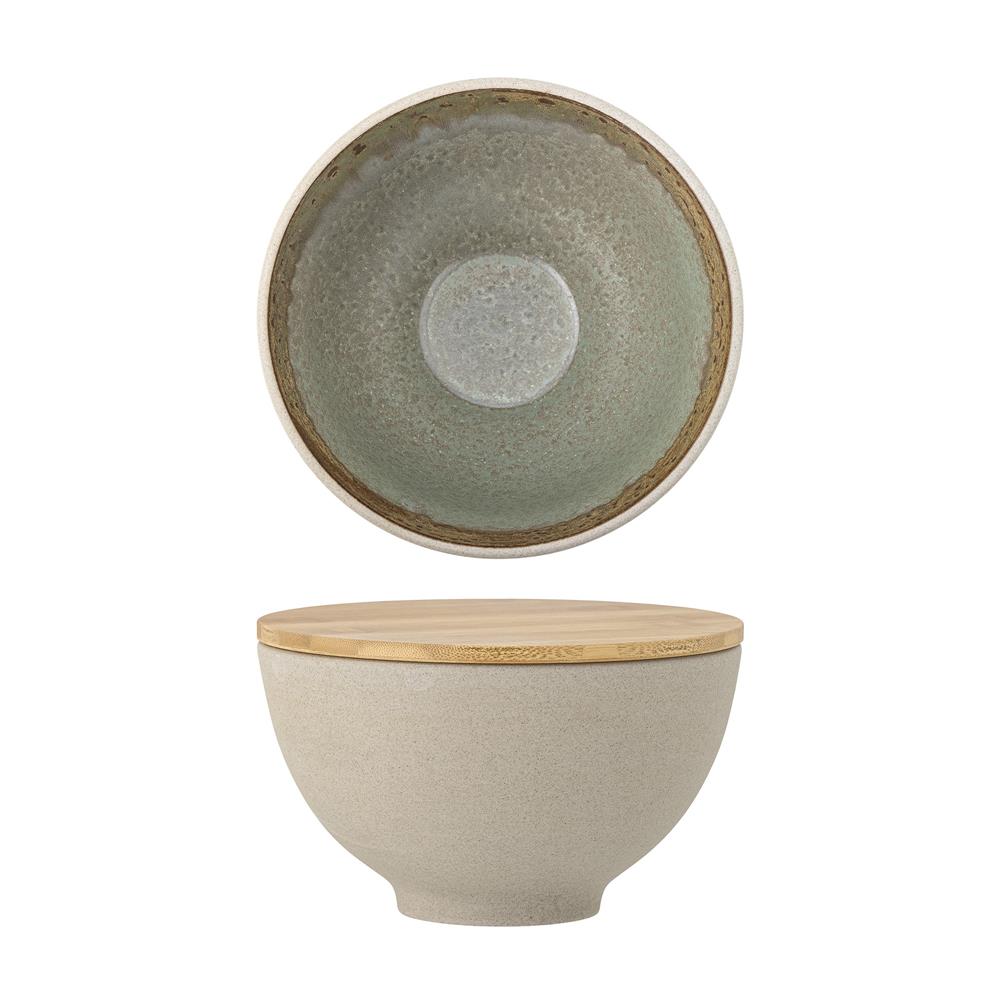 Bloomingville Lee Schale mit Deckel Steingut Beige 19,5 x 10 cm