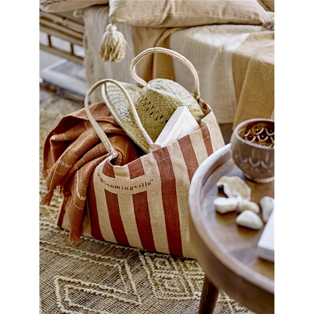 Bloomingville Bergamo Einkaufstasche, aus Jute, mit naturfarbenen und braunen Streifen
