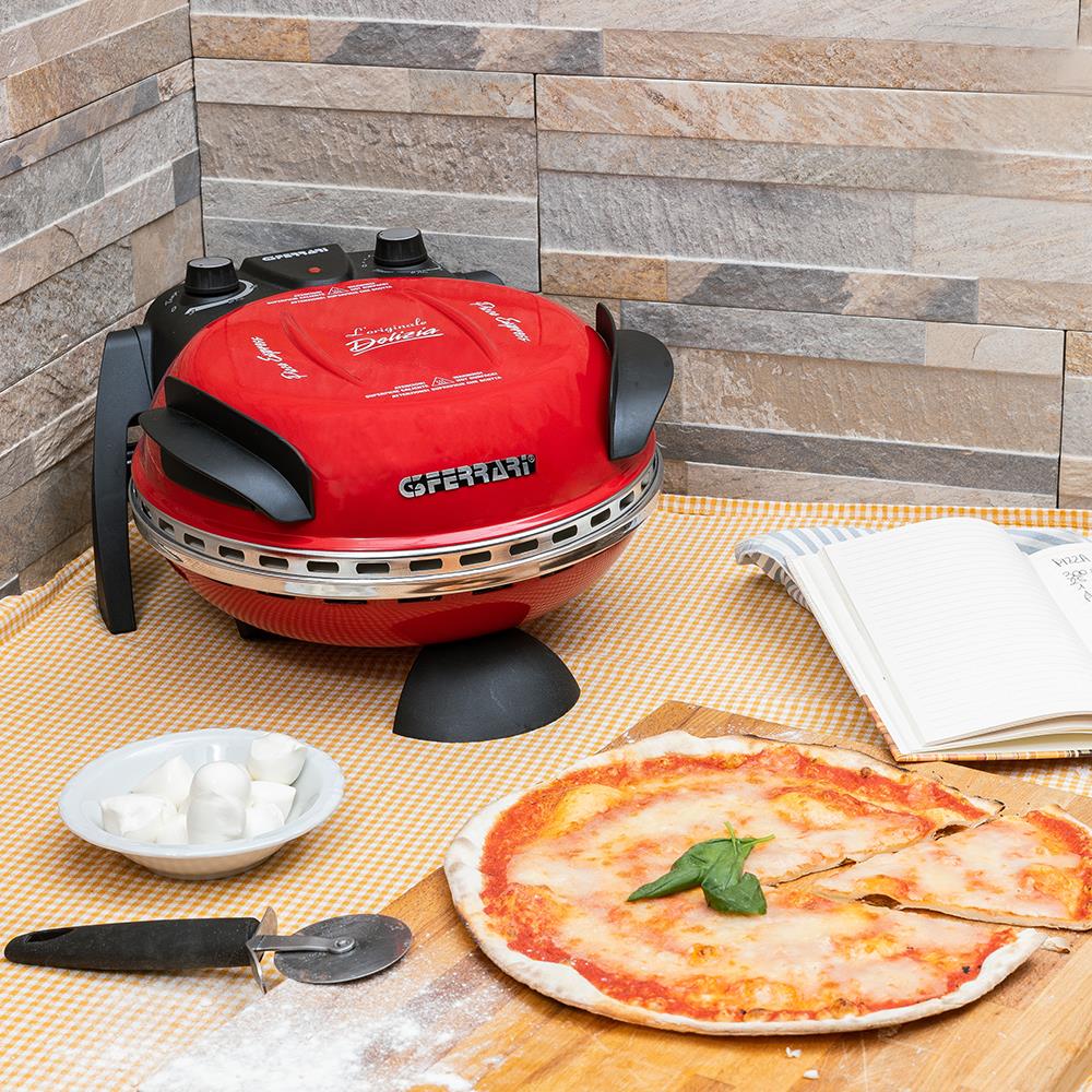 G3Ferrari elektrischer Pizzaofen Delizia 1200 W für Pizza Ø 31cm rot Pizzamaker mit feuerfestem Naturstein