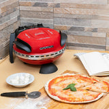 G3Ferrari elektrischer Pizzaofen Delizia 1200 W für Pizza Ø 31cm rot Pizzamaker mit feuerfestem Naturstein