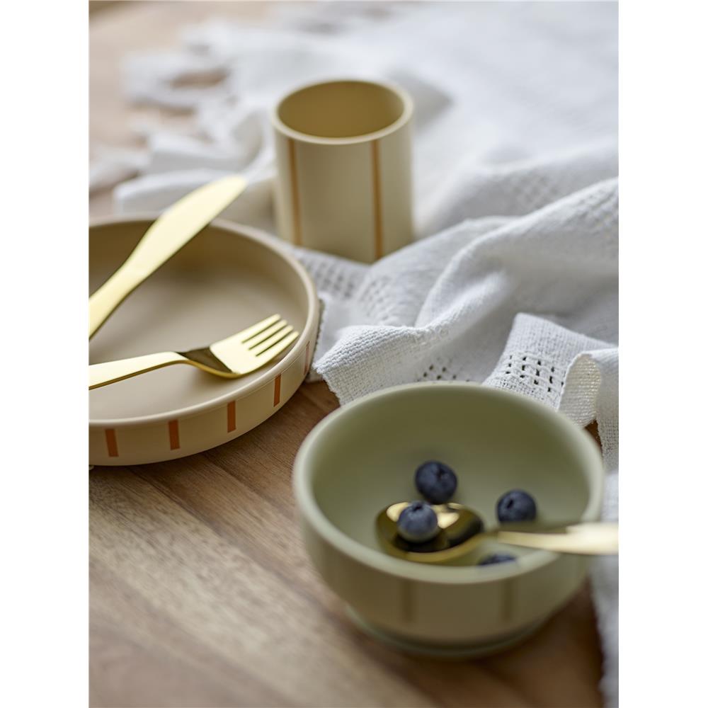 Bloomingville MINI Levi Geschirr-Set, Grün, Silikon, 3er Set mit Teller + Schüssel + Becher