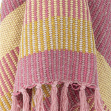 Bloomingville Isnel Decke 160x130 cm – Nachhaltige Baumwolle mit Streifenmuster & Fransen