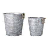 Bloomingville Evar Blumentopf in Grau 2er Set, aus verzinktem Eisen