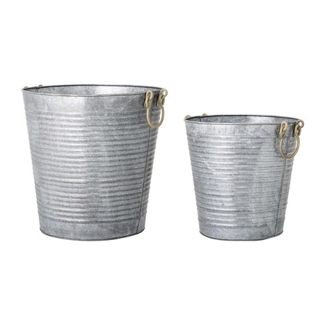 Bloomingville Evar Blumentopf in Grau 2er Set, aus verzinktem Eisen