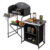 NILS CAMP Campingschrank mit Windschutz - klappbare Outdoor Küche mit Arbeitsflächen für Camping