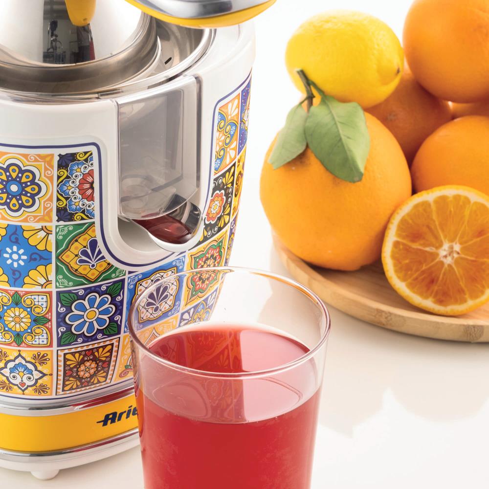 Ariete Positano Zitruspresse, Mediterranes Design, Elektrische Saftpresse mit Hebel, 85W