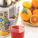 Ariete Positano Zitruspresse, Mediterranes Design, Elektrische Saftpresse mit Hebel, 85W