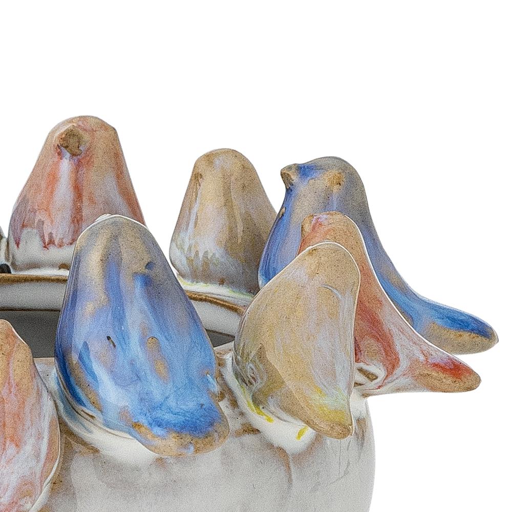 Bloomingville Eanna Blumentopf bunt Steingut Vögel 12,5 cm