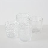 BOLTZE Windlicht Marilu 4er Set Glas Transparent Rund 7,5 x 7,5 cm