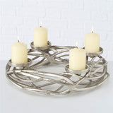 BOLTZE Kerzenleuchter Ringval Adventskranz 40cm Kerzenhalter Silber Skandinavisches Design