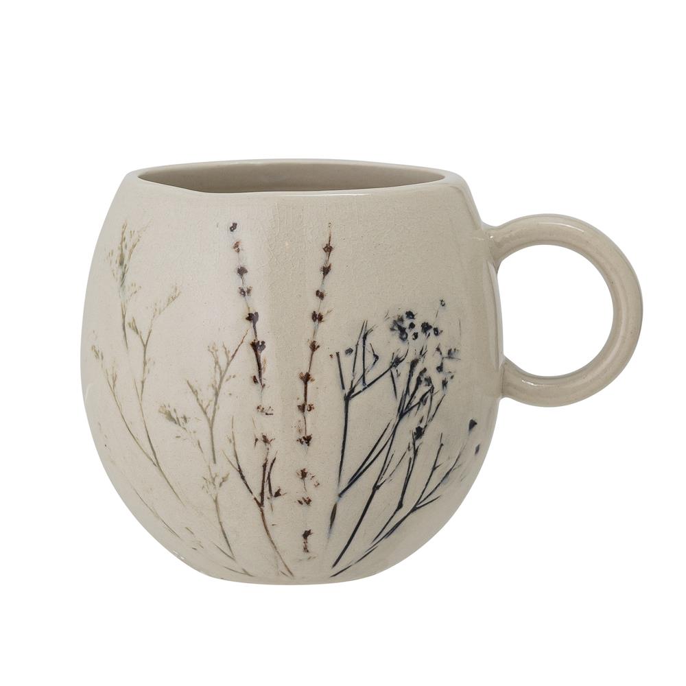 Bloomingville Bea Tasse, Natur, 250ml, Steingut, mit Blumenmotiv, dänisches Design