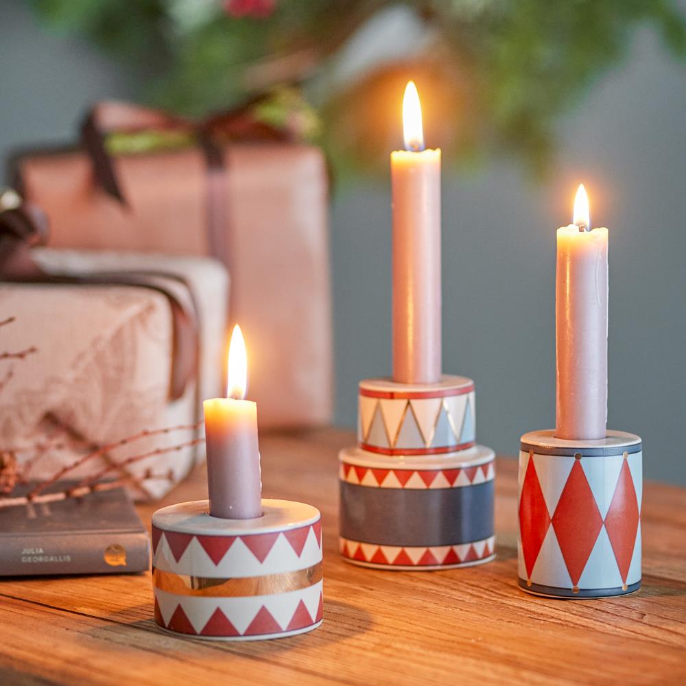 Bloomingville Bitja Kerzenhalter Bunt Steingut 3er Set Weihnachtsdeko
