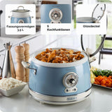 Ariete Vintage Reiskocher, Blau, 3,5L, Slow Cooker, Dampfgarer, 5 Programme, Keramikschüssel
