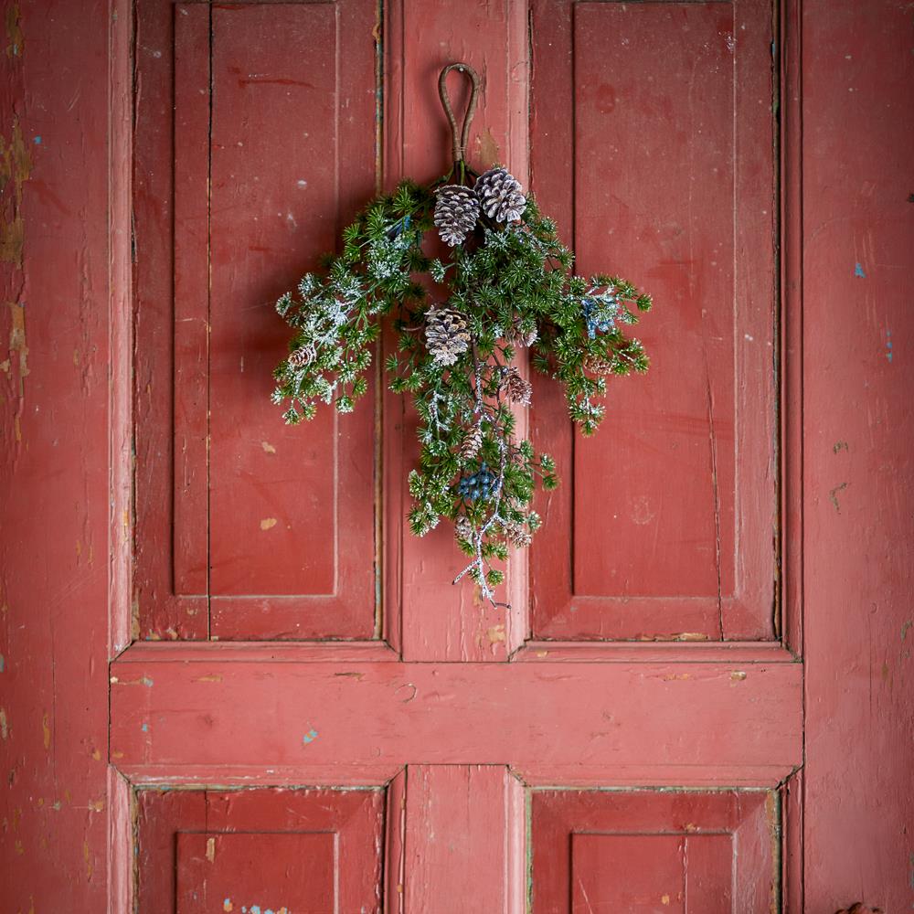 Bloomingville Cedar Türdeko Grün Kunstzweige Weihnachtsdeko Tannenzapfen