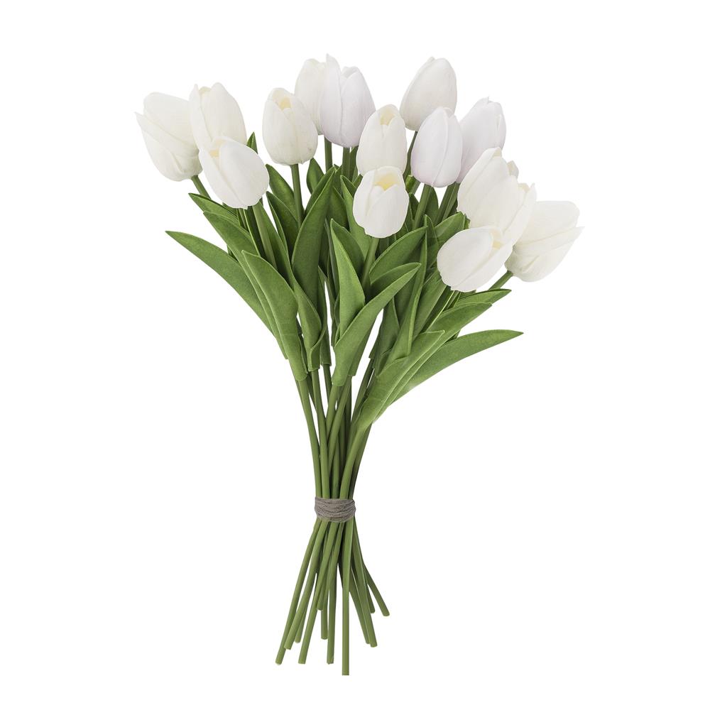 Bloomingville Tulip Blumenstrauß Tulpen in Weiß Kunstblumen Deko Strauß 32 cm