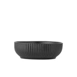 Bloomingville Neri Schale Schwarz – Steingut, 625 ml, skandinavisches Design mit Rillenstruktur