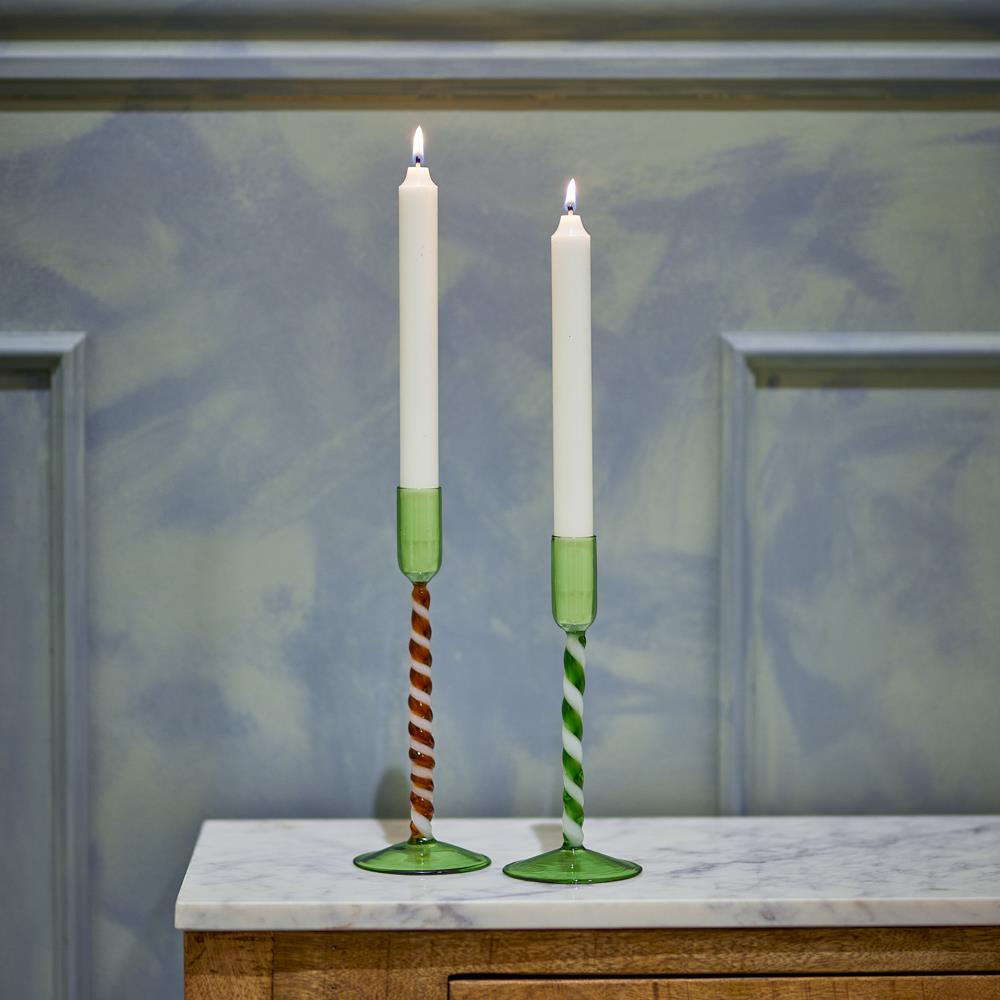 Bloomingville Swirlie Kerzenhalter Grün Glas 2er Set Weihnachtsdeko