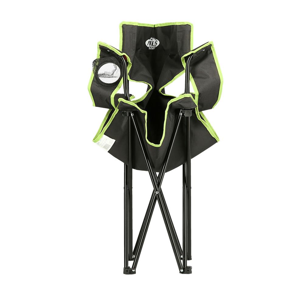 NILS CAMP Campingstuhl Schwarz-Limettengrün - klappbarer Klappstuhl mit Becherhalter für Camping & Garten