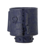 Bloomingville Ceejay Blumentopf – Steingut in Blau mit Gesichtsmotiv, 17,5 cm Länge