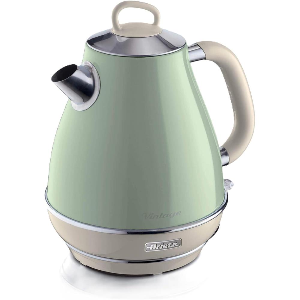 Ariete Vintage Wasserkocher, Grün, 1,7L Edelstahlkessel, 2000W, Elegantes Retro-Design