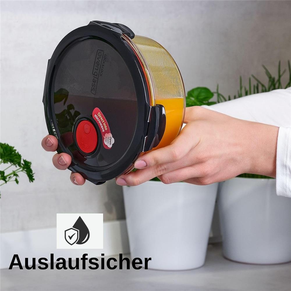 LocknLock Glas Frischhaltedose 650 ml - Ofenform mit Deckel, mikrowellengeeignet, auslaufsicher