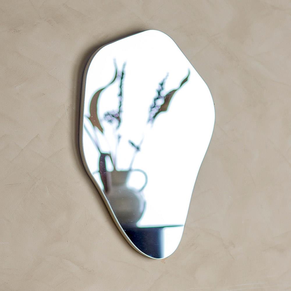 Bloomingville Aimie Wandspiegel, Silber, Glas, 40x60 cm, organisch, rahmenloser Look