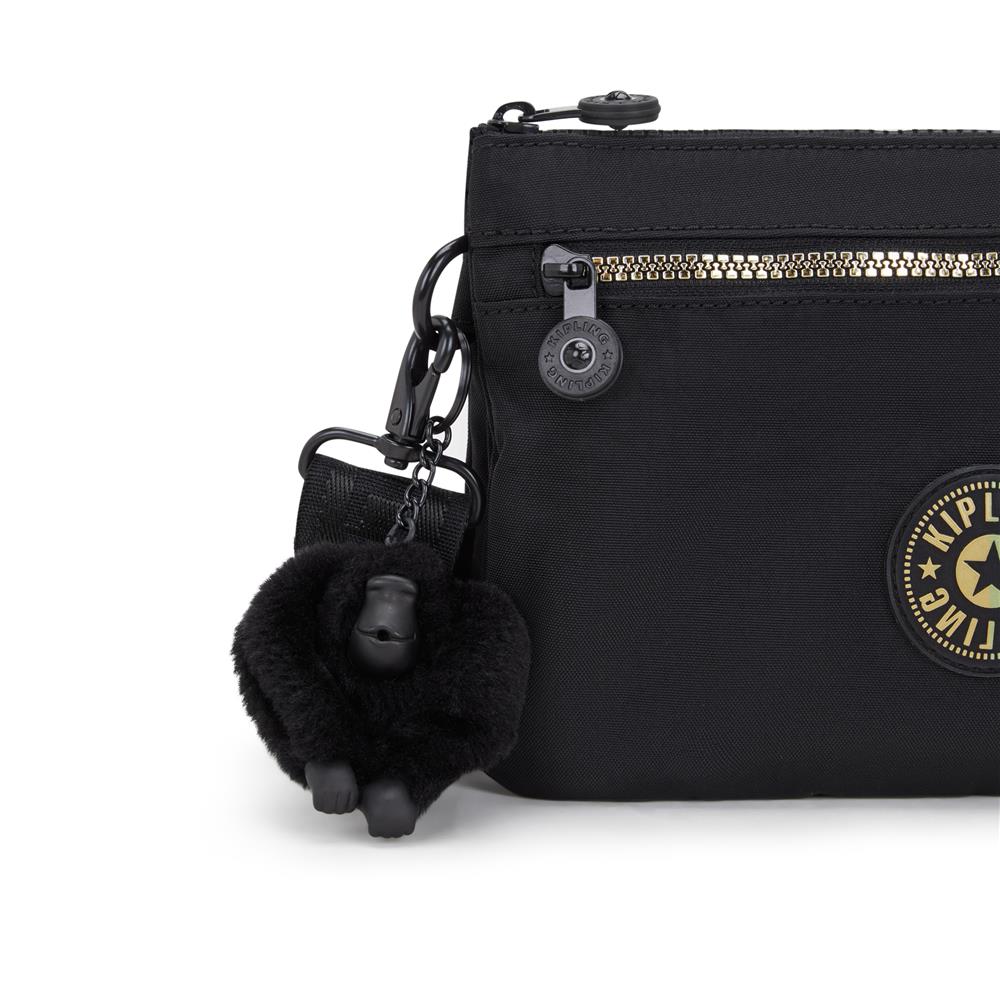 Kipling RIRI ZIP, Kleine Umhängetasche, Glorious Gold (schwarz), Schultertasche, Crossbody