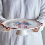 Bloomingville Dorothy Kuchenteller Bunt Steingut D28xH9 cm – Tortenplatte auf Fuß