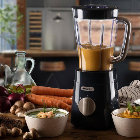 Ariete Breakfast Standmixer, Dunkelgrau, 1,5L Mixer mit Ice Crush Funktion, Klassisches Design