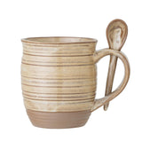 Bloomingville Moss Tasse mit Löffel Steingut Beige 500 ml 10 x 14 x 11 cm