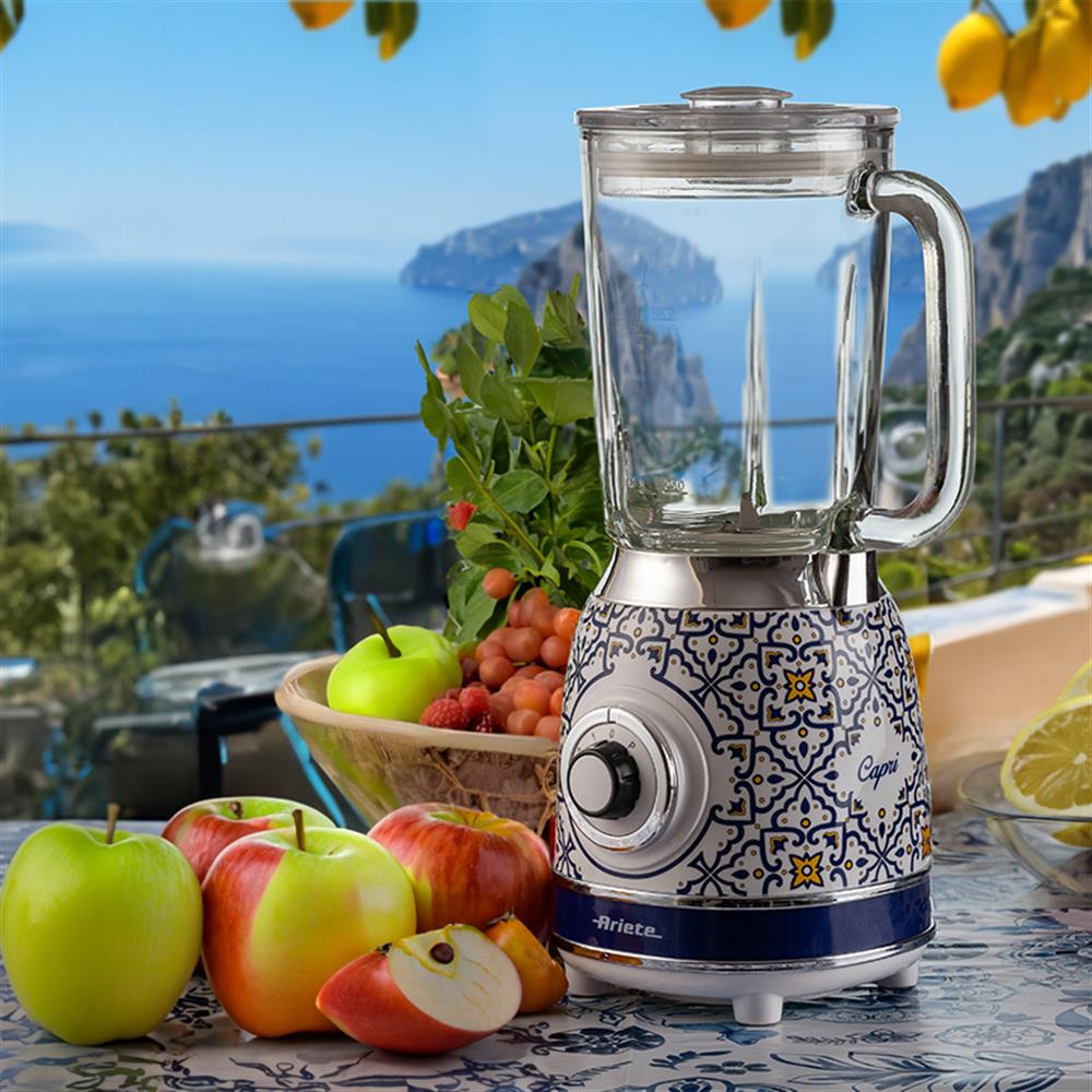Ariete Capri Standmixer, Mediterranes Design, Glasbehälter 1,5L, Smoothie Maker, 1000W