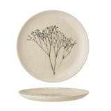 Bloomingville Bea Teller, Natur, 21cm, Steingut, mit Blumenmotiv, dänisches Design