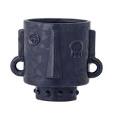 Bloomingville Ceejay Blumentopf – Steingut in Blau mit Gesichtsmotiv, 17,5 cm Länge