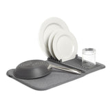 Umbra Udry Mini Geschirr Abtropfgestell und Mikrofaser Abtropfmatte Faltbar Platzsparend und Leicht Verstaubar 50 x 33 cm