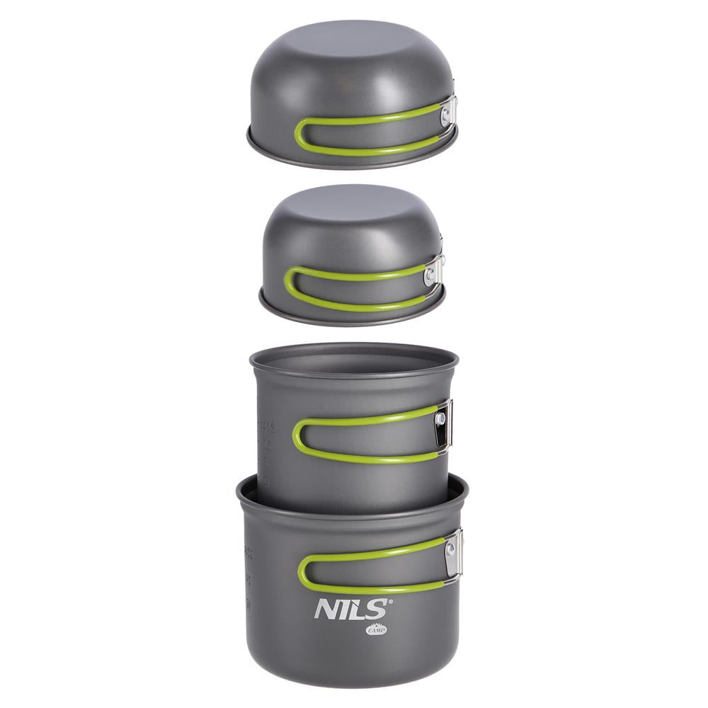NILS CAMP Camping Kochgeschirr Set XL - leichtes Outdoor Topfset aus Aluminium für Camping & Trekking