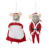Bloomingville Peo Mäuse Anhänger, Rot, Wollfiguren groß 2er Set Weihnachtsdeko