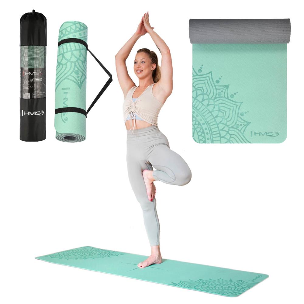 Yogamatte 183 x 61 x 0,8 cm Fitnessmatte Mint Gymnastikmatte rutschfest | HMS YM10