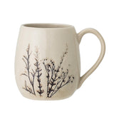 Bloomingville Bea Tasse, Natur, 400ml, Steingut, mit Blumenmotiv, dänisches Design