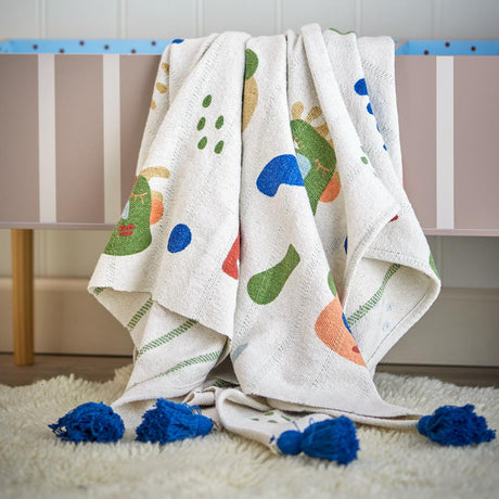 Bloomingville MINI Sylvie Decke Bunt Baumwollmix 160x130cm Kinder