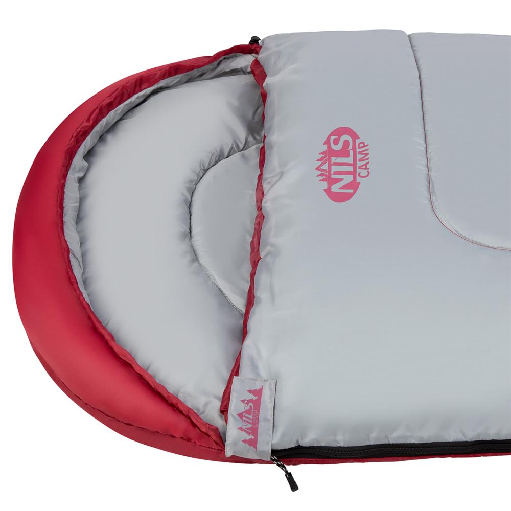 NILS CAMP Schlafsack Größe L Dunkelrot-Grau - Mumienschlafsack für Outdoor, Trekking & Camping