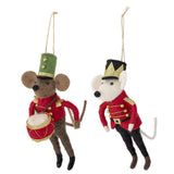 Bloomingville Peo Mäuse Musiker Anhänger, Rot, Wollfiguren 2er Set Weihnachtsdeko
