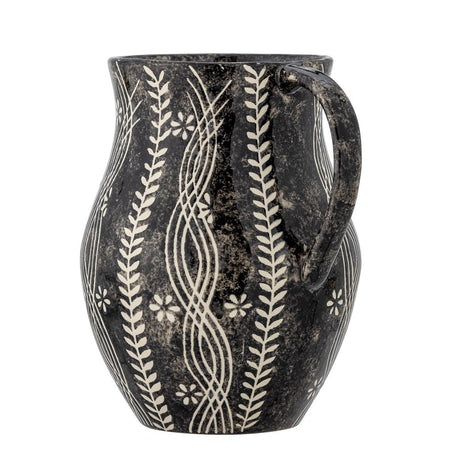 Bloomingville Aswan Krug in Schwarz aus Steingut, handbemalt