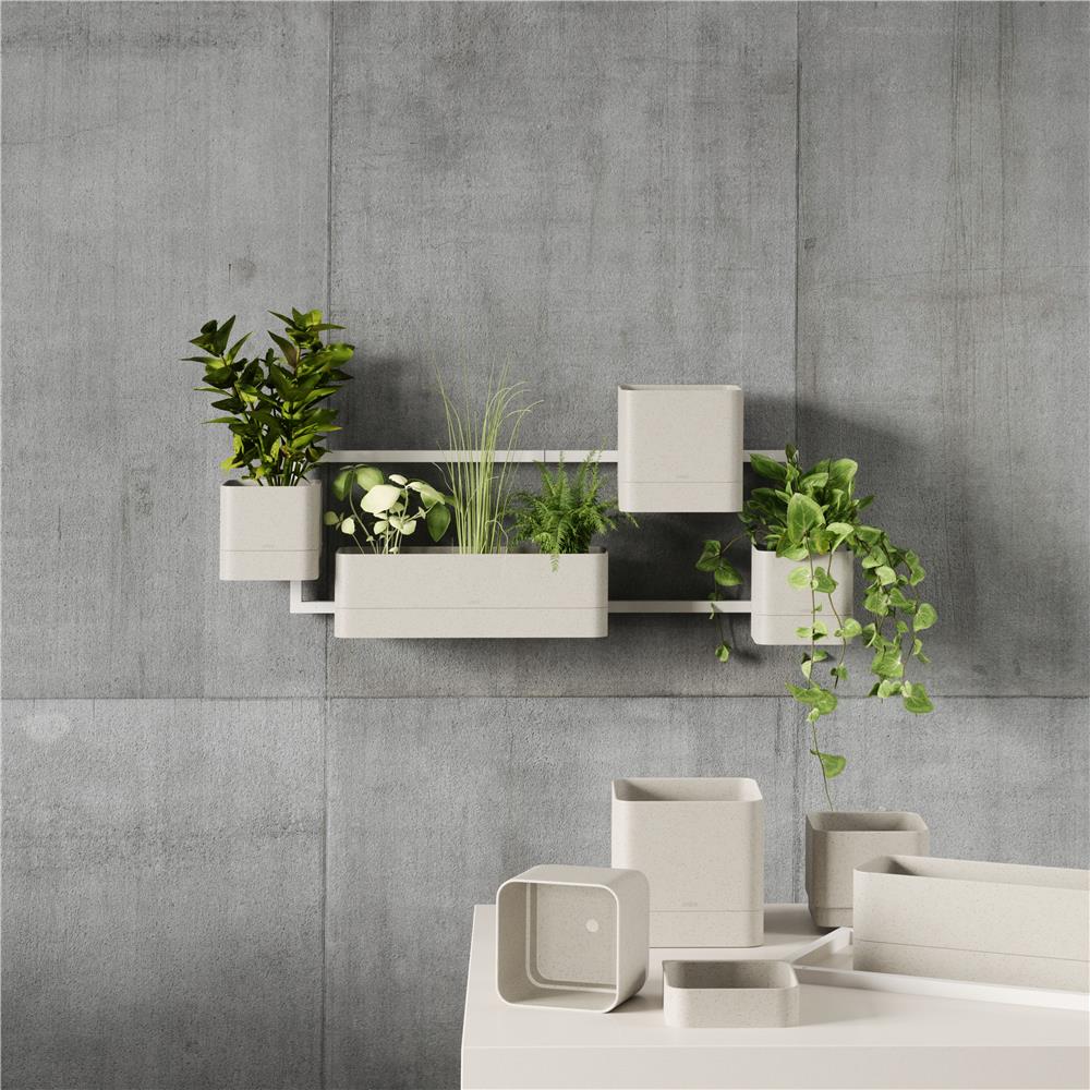 Umbra Cubiko Wandpflanzkasten mit 4 Pflanztöpfen, vertikale/horizontale Ausrichtung, in Weiß