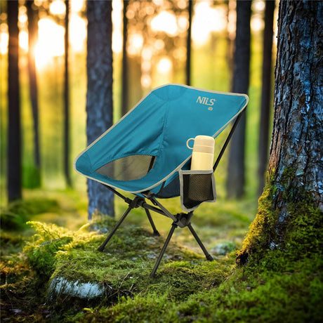 NILS CAMP ultraleichter Faltstuhl in Blau - kompakter Campingstuhl für Trekking, Angeln & Outdoor