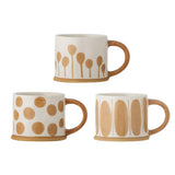 Bloomingville Linora Becher braun aus Steingut – großes 3er Set für Kaffee, Tee & Küche