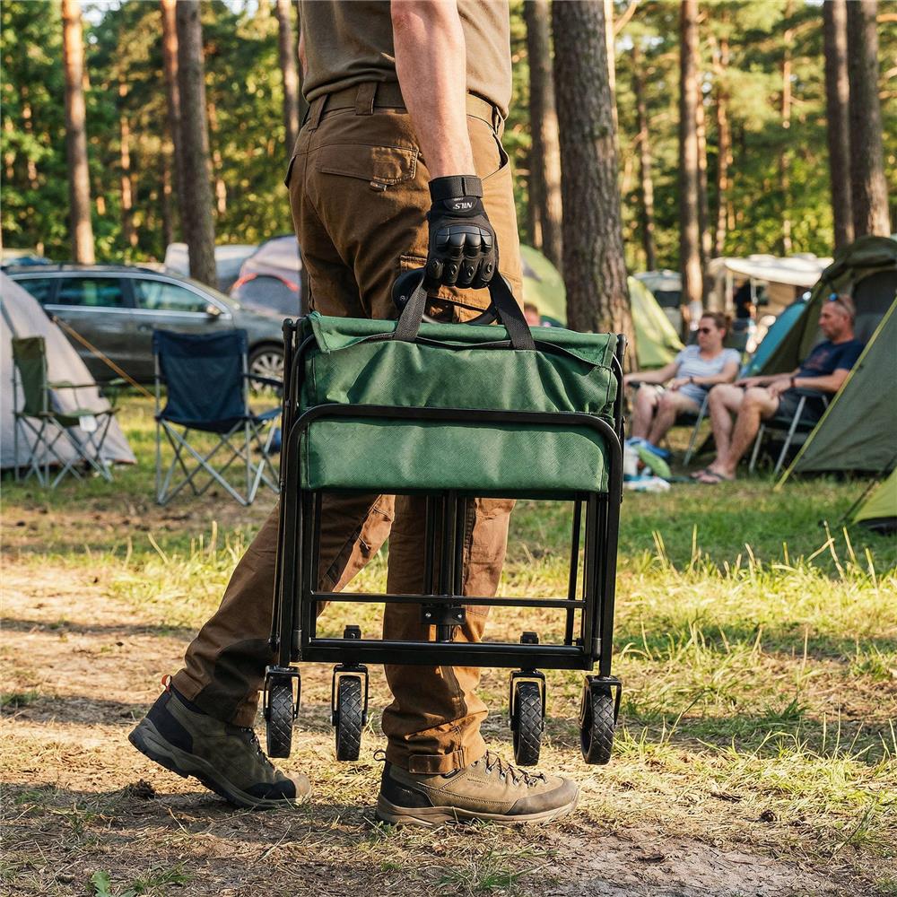 NILS CAMP Transportwagen 70L Faltwagen Bollerwagen klappbar Grün